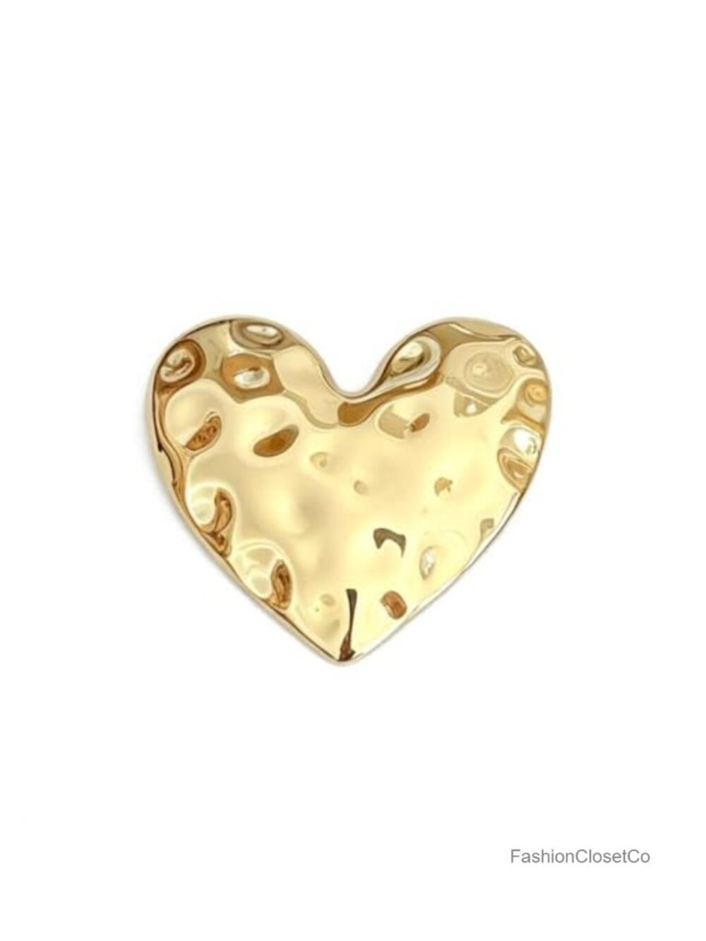 Minimalist Love Heart Brooch Hammered Texture Metal Lapel Pin